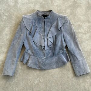 Intermix blue suede cropped jacket, size S